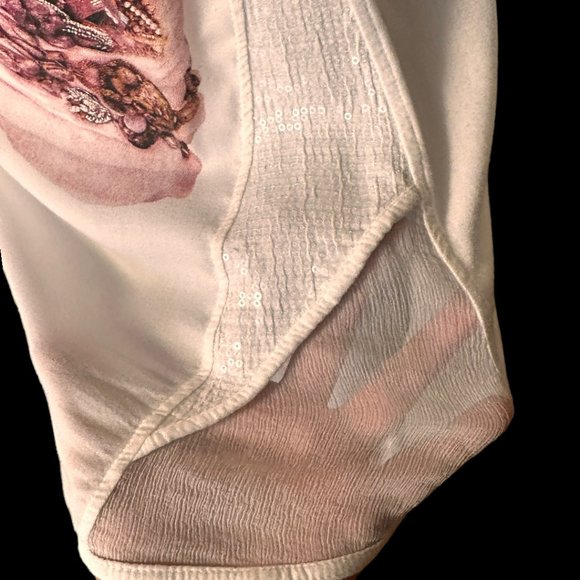 ELISA CAVALETTI EMBELLISHED PRINT DROP SLEEVE TOP (SZ XS / SM) - Picture 9 of 15